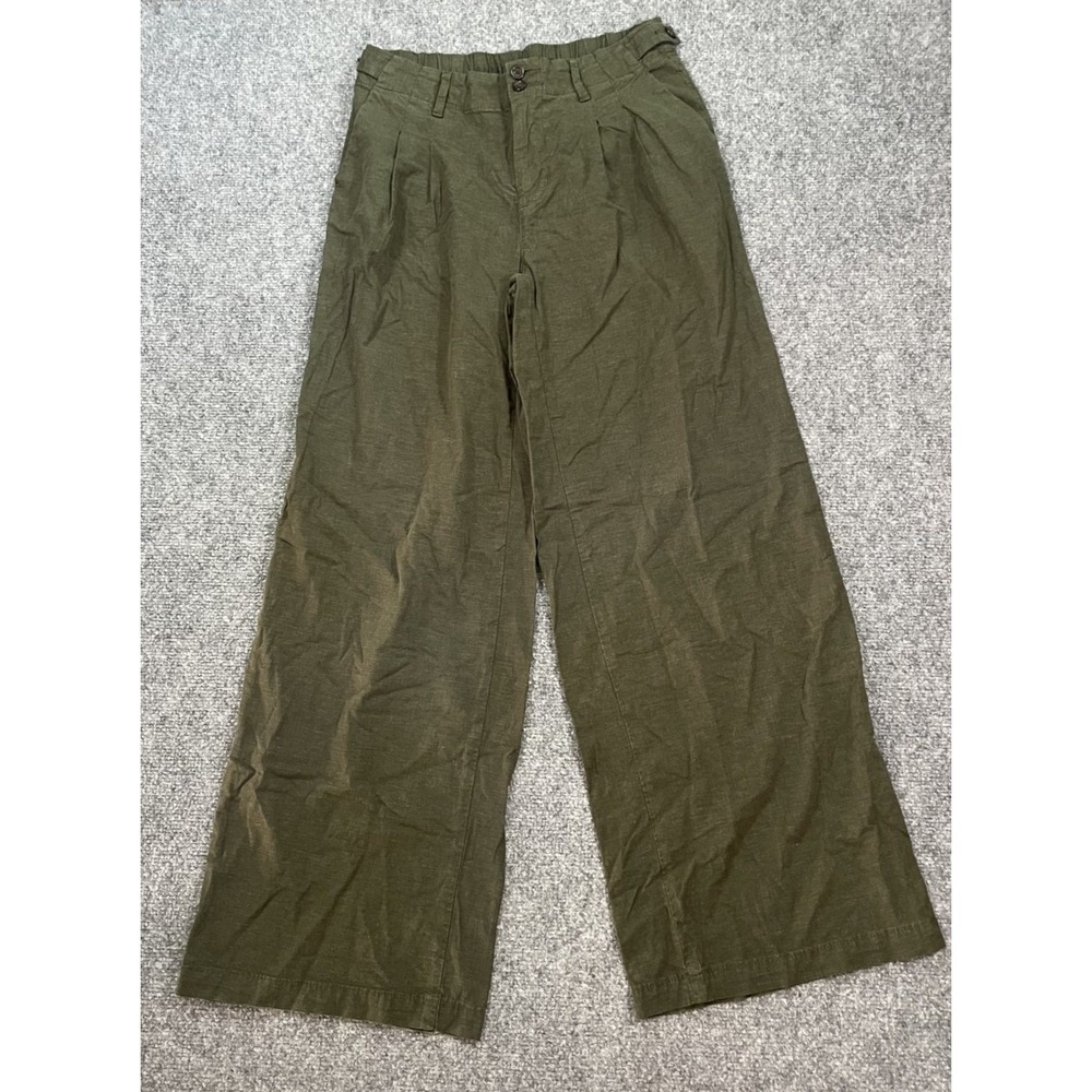 American Eagle Trousers Size 00 Olive Green Pleated Wide Leg High Rise Elastic